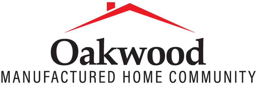The image is a logo for a company named Oakwood, which is a manufactured home community.